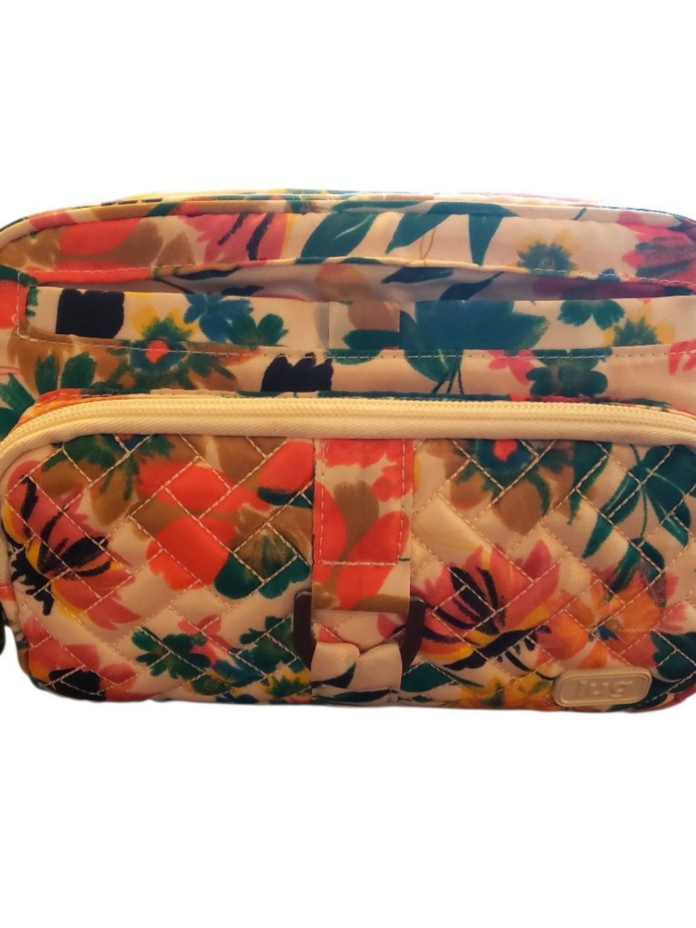 lug Floral Quilted Crossbody Pouch - Cream, Coral, Teal, Green
